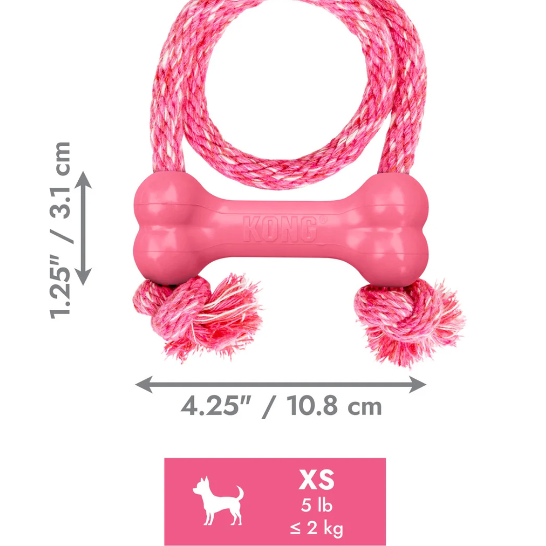 Jouet à Mâcher pour Chiot, Caoutchouc Naturel &amp; Corde Résistante KONG Goodie Bone Puppy avec Corde