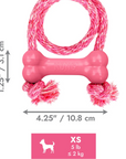 Jouet à Mâcher pour Chiot, Caoutchouc Naturel & Corde Résistante KONG Goodie Bone Puppy avec Corde