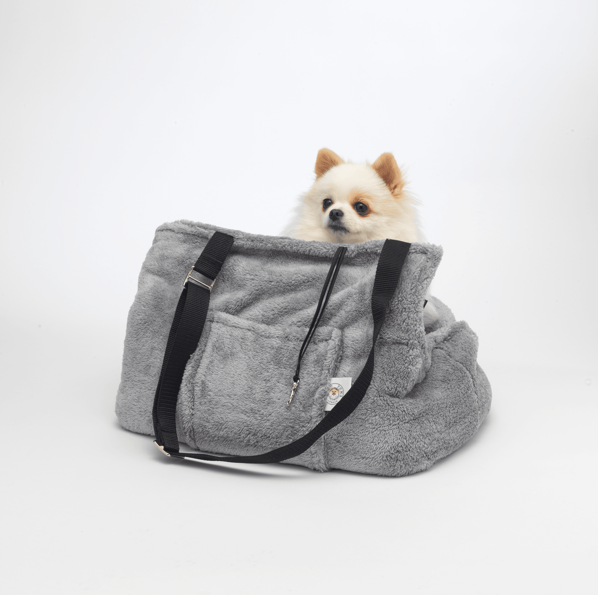 Sac de Transport Gris 'Pom d'Azur' Teddy Bear par Sohopoms - Pom D'Azur