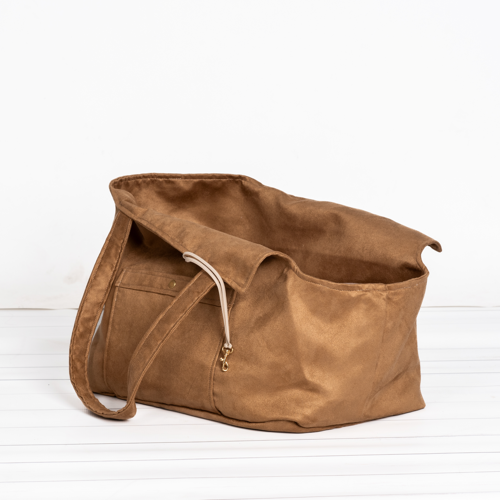 Premium Waterproof Suede Dog Carrier Bag Camel