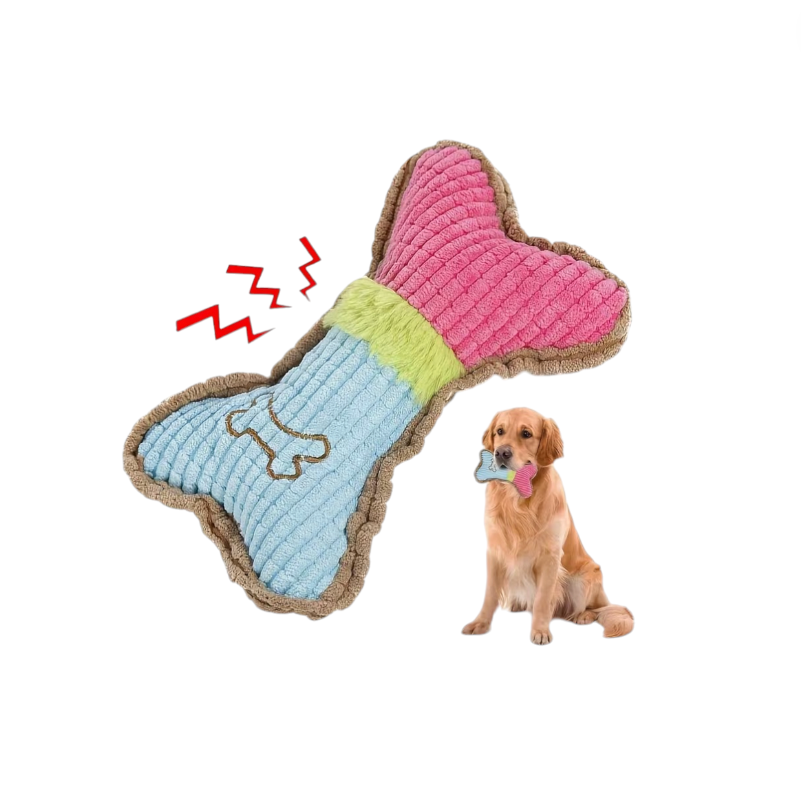 Jouet interactif pour chien – Os en peluche avec couineur St Valentin