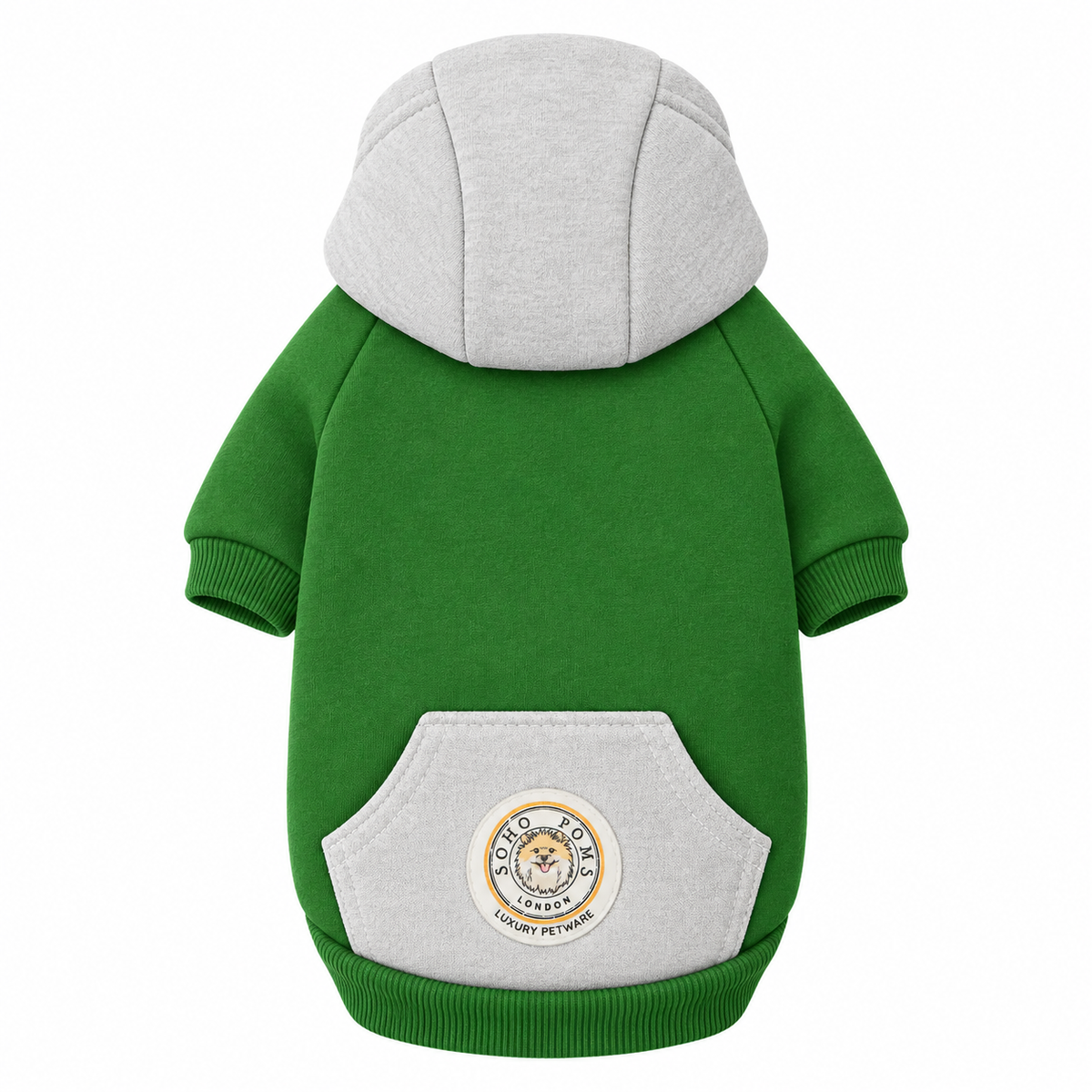 Sweat à Capuche pour Chien Vert &amp; Gris – Élégance Sportive Sohopoms