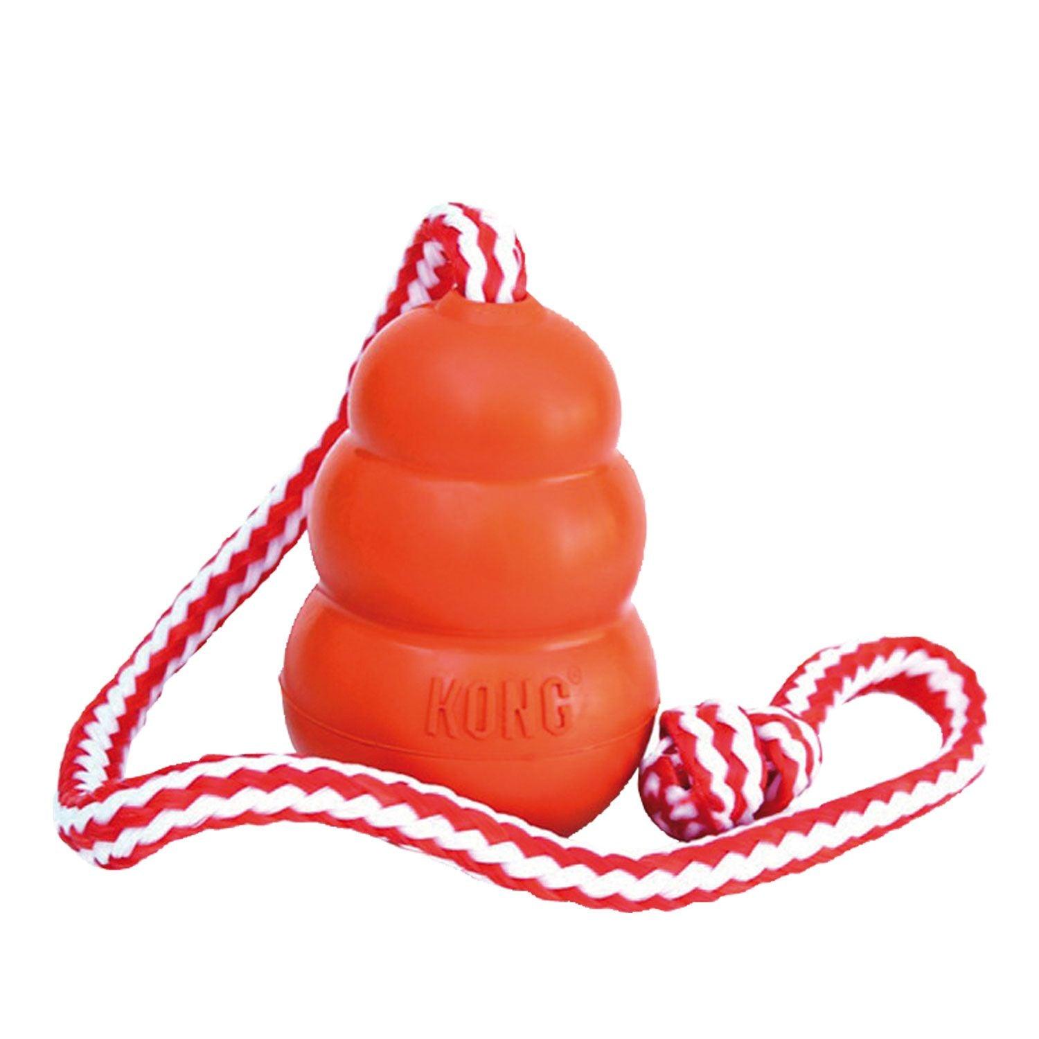 KONG Classic Orange avec Corde Jouet pour Chien - Pom D'Azur