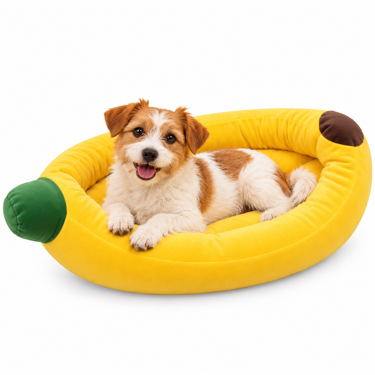 Panier Banane pour Chien et Chat Couchage Moelleux Jaune