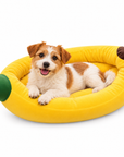 Panier Banane pour Chien et Chat Couchage Moelleux Jaune