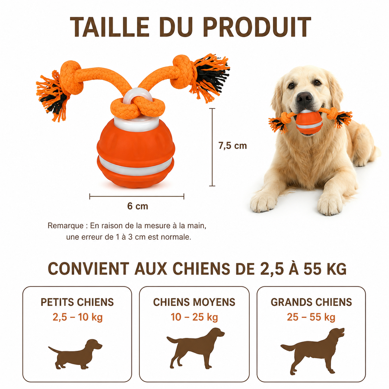 Balle Roulante Interactive Infrarouge Rechargeable pour Chat et Chien