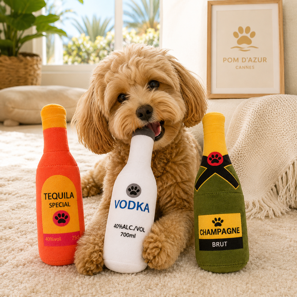 Jouet Bouteille pour Chien avec Couineur – Collection Apéritif Pom d'Azur