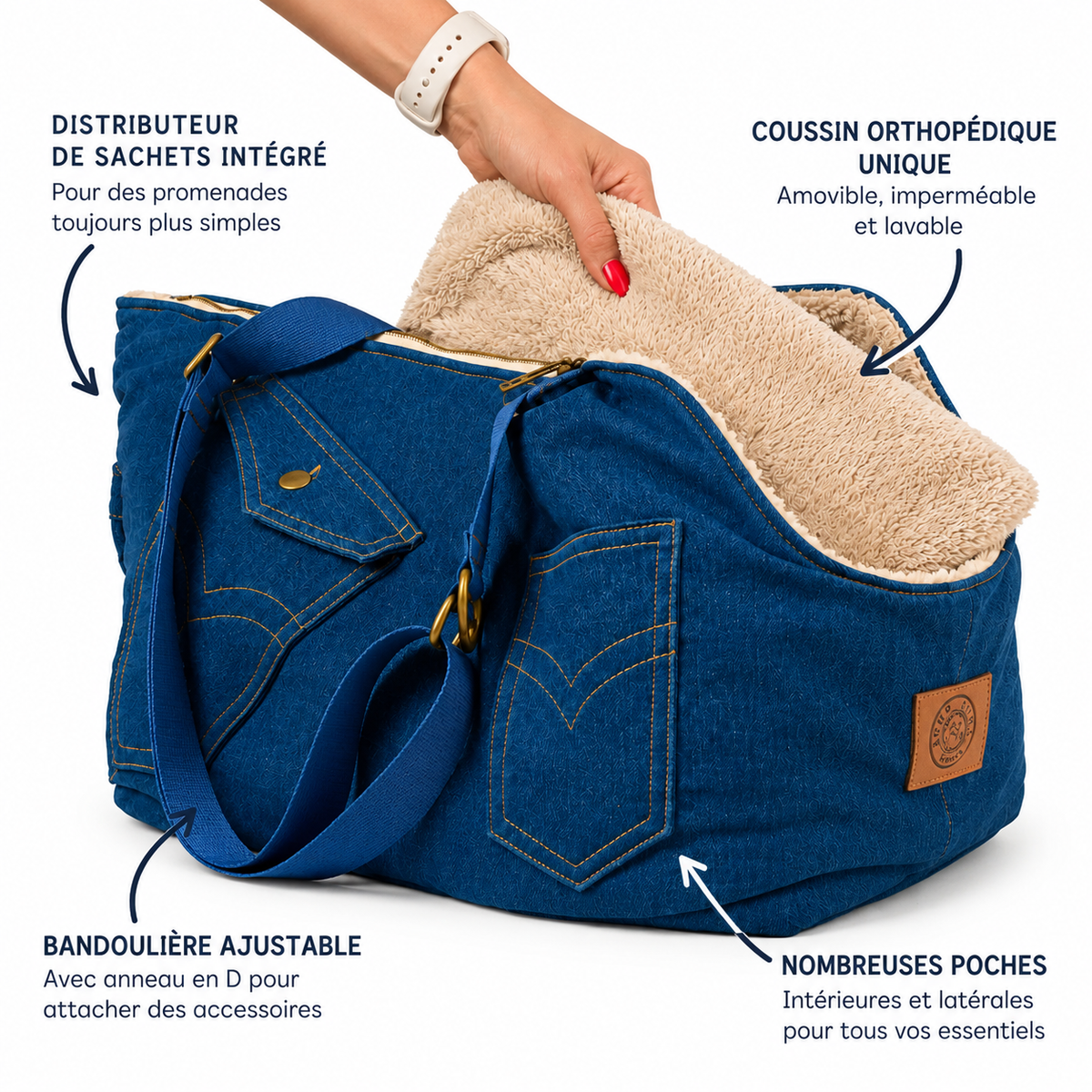 Sac de Transport Denim Océan – Pom d’Azur × Soho Poms London