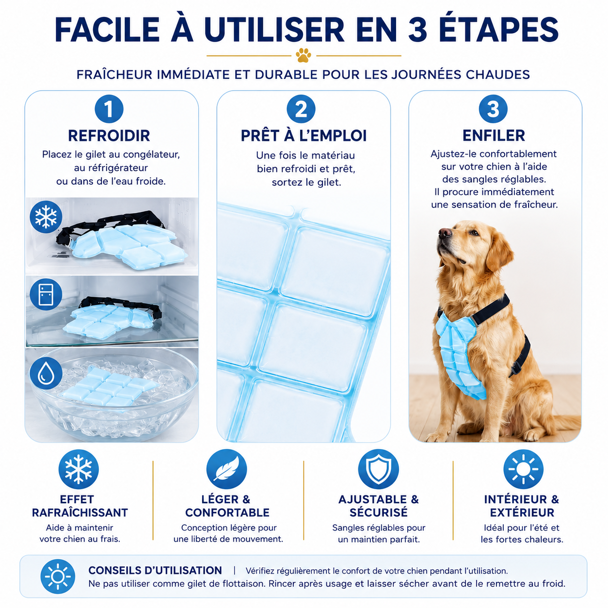 Gilet Rafraîchissant Premium pour Chien – Fraîcheur Longue Durée