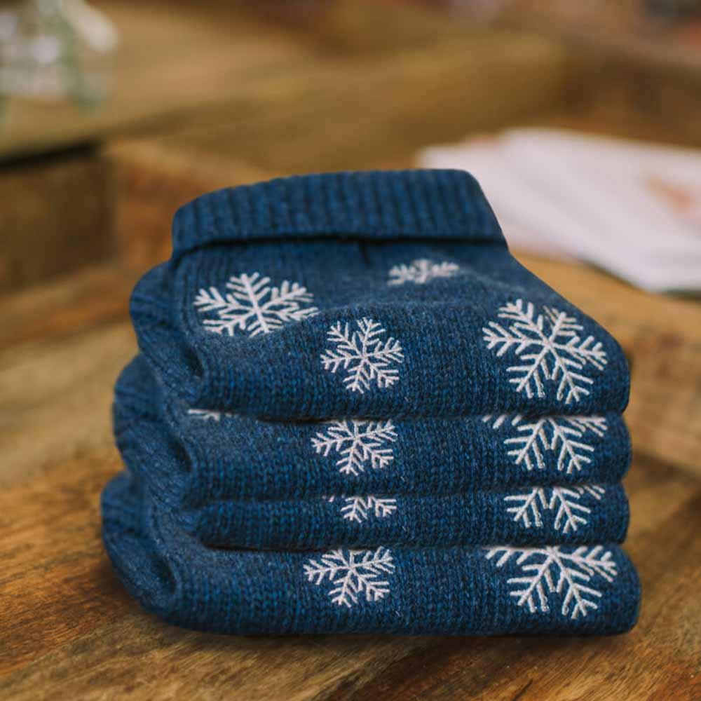 Pull Pour Chien ASPEN SNOWFLAKE Navy par Bowl & Bone - Pom D'Azur