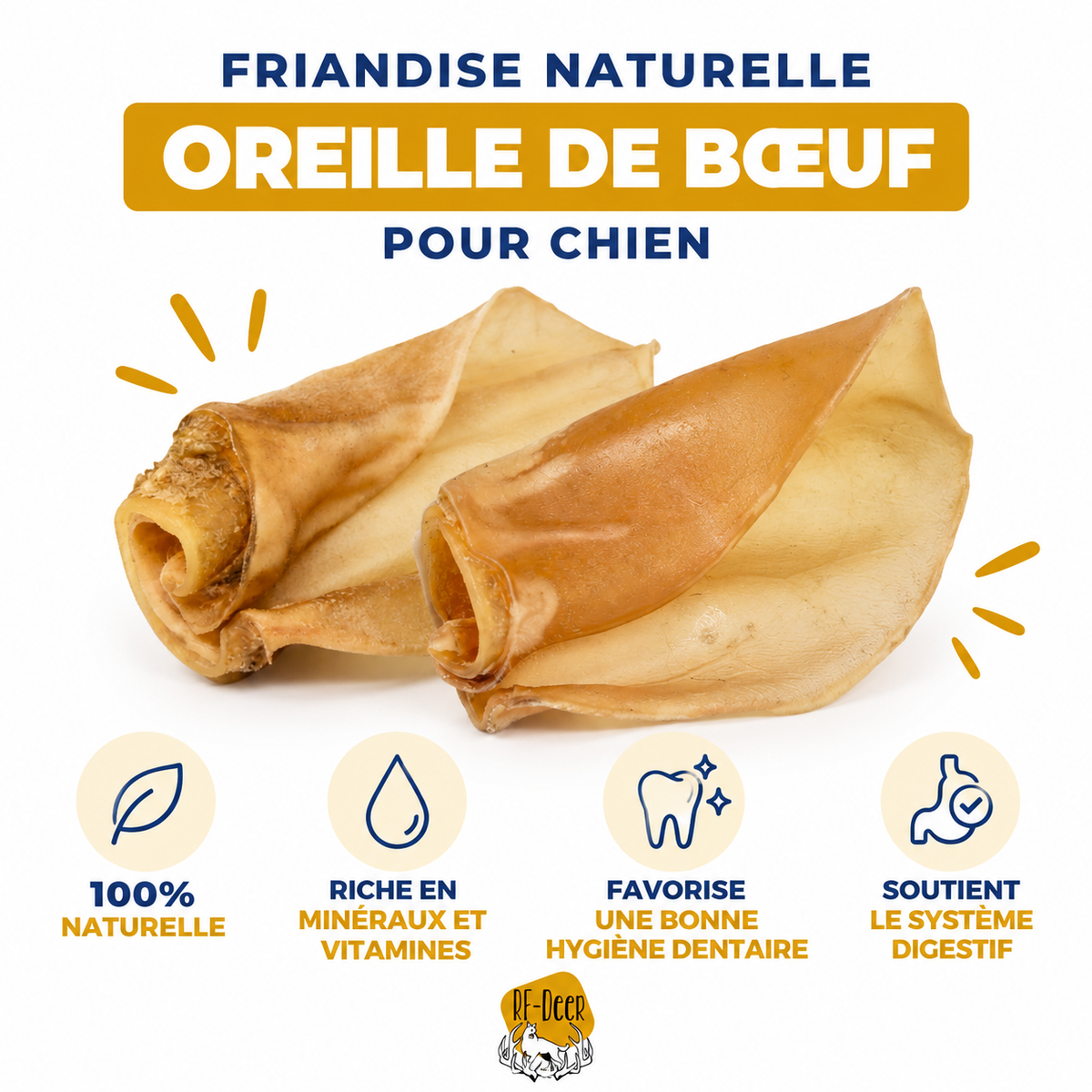 Oreille de Bœuf Séchée – Friandise Naturelle à Mâcher pour Chien