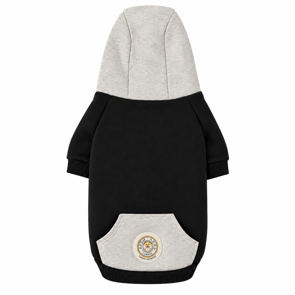 Sweat à Capuche pour Chien Noir &amp; Gris – Élégance Sportive Sohopoms