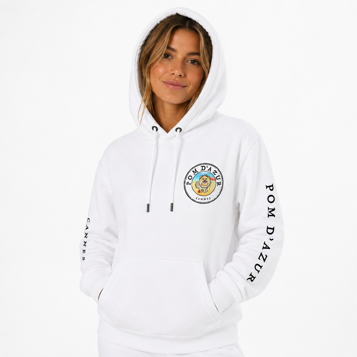 T-Shirt &amp; Sweat à Capuche Blancs Pom d’Azur Cannes