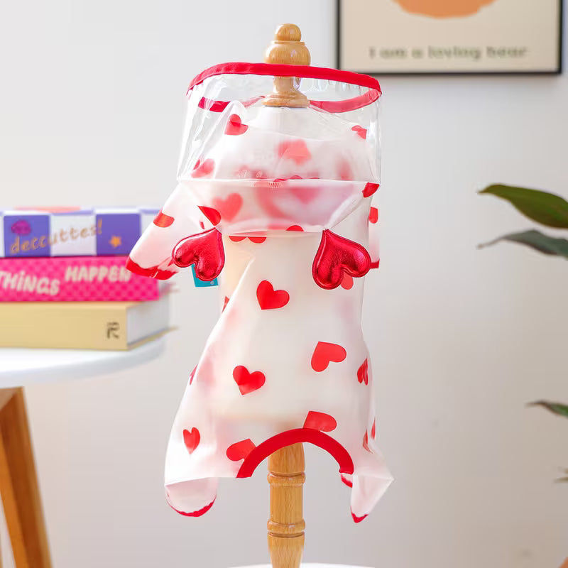 Imperméable Transparent à Cœurs pour Chien