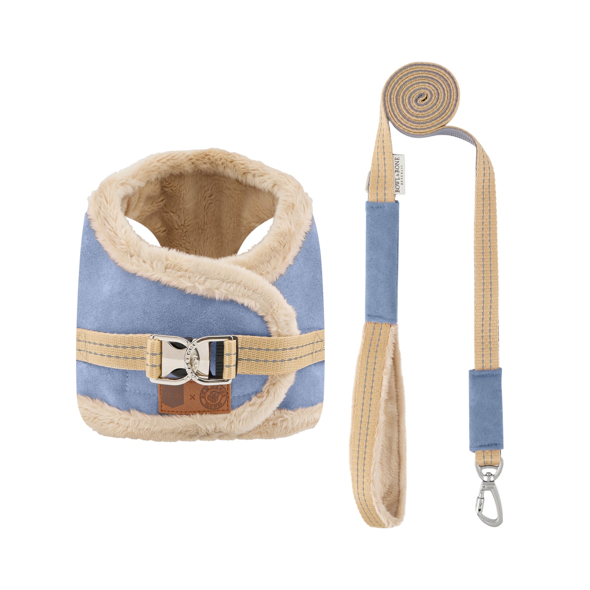 Manteau Harnais pour Chien YETI Bleu par Pom d'Azur Duo Beige